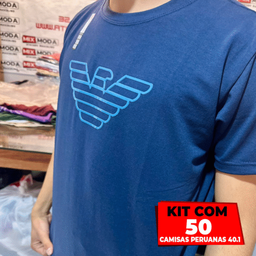 Kit com 50 Camisas Malha Peruana 40.1