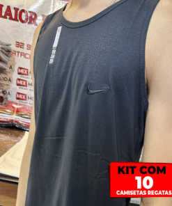 Kit com 10 Camisetas Regatas 100% Algodão – Fio 30.1