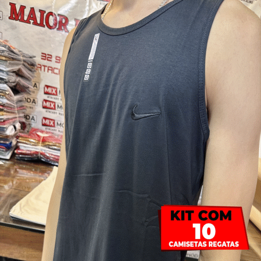 Kit com 10 Camisetas Regatas 100% Algodão – Fio 30.1