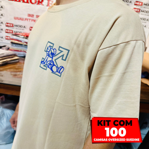 Kit com 100 Camisetas Oversized Suedine