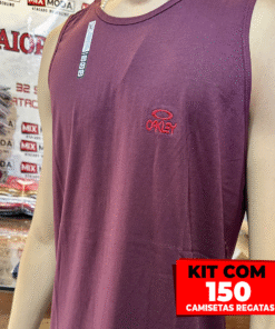 Kit com 150 Camisetas Regatas 100% Algodão – Fio 30.1