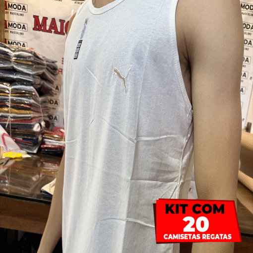 Kit com 20 Camisetas Regatas 100% Algodão – Fio 30.1