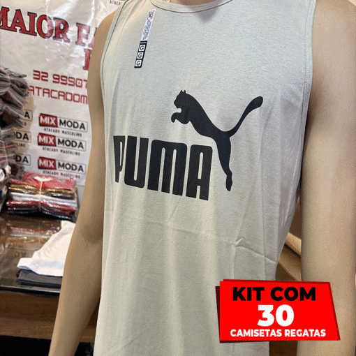 Kit com 30 Camisetas Regatas 100% Algodão – Fio 30.1