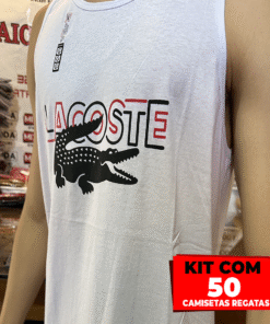 Kit com 50 Camisetas Regatas 100% Algodão – Fio 30.1