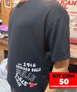 Kit com 50 Camisetas Oversized Suedine