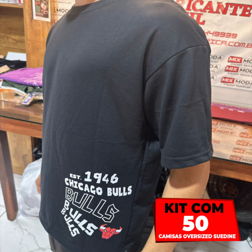 Kit com 50 Camisetas Oversized Suedine